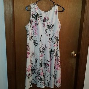 Fit and flare sleeveless cherry blossom dress